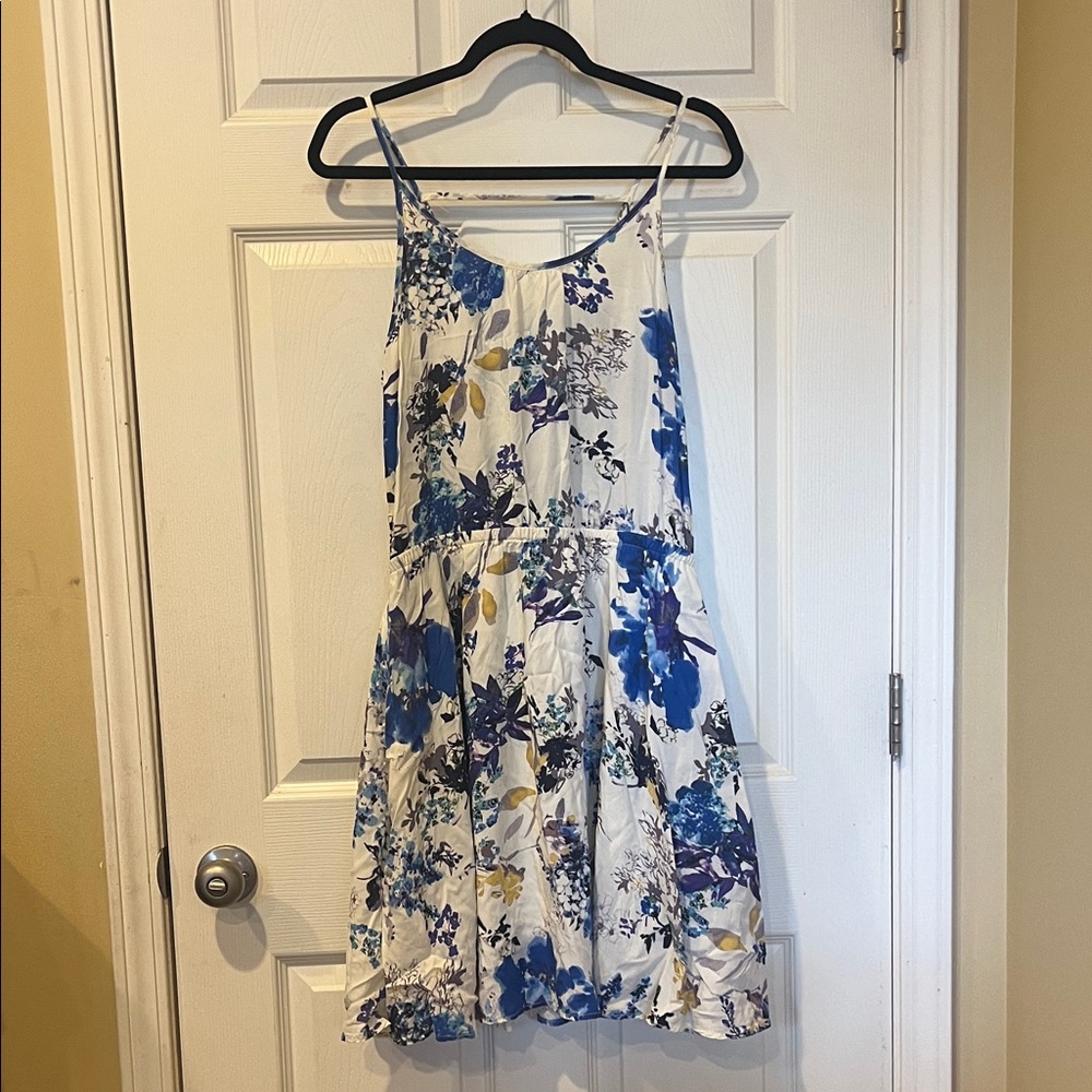 Esley Floral Spaghetti Strap Dress - Blue and White